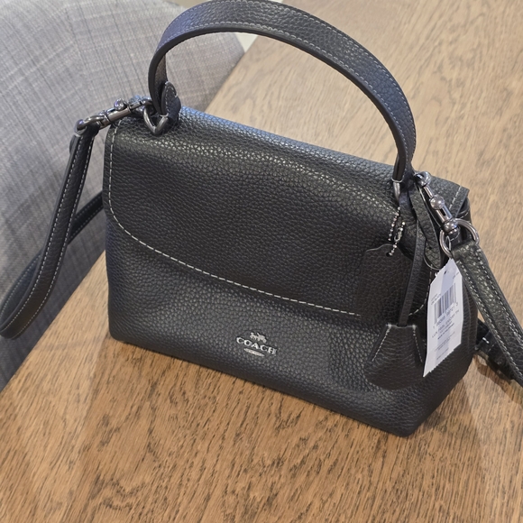 Coach Emory Top Handle Black Leather Handbag - Picture 8 of 11